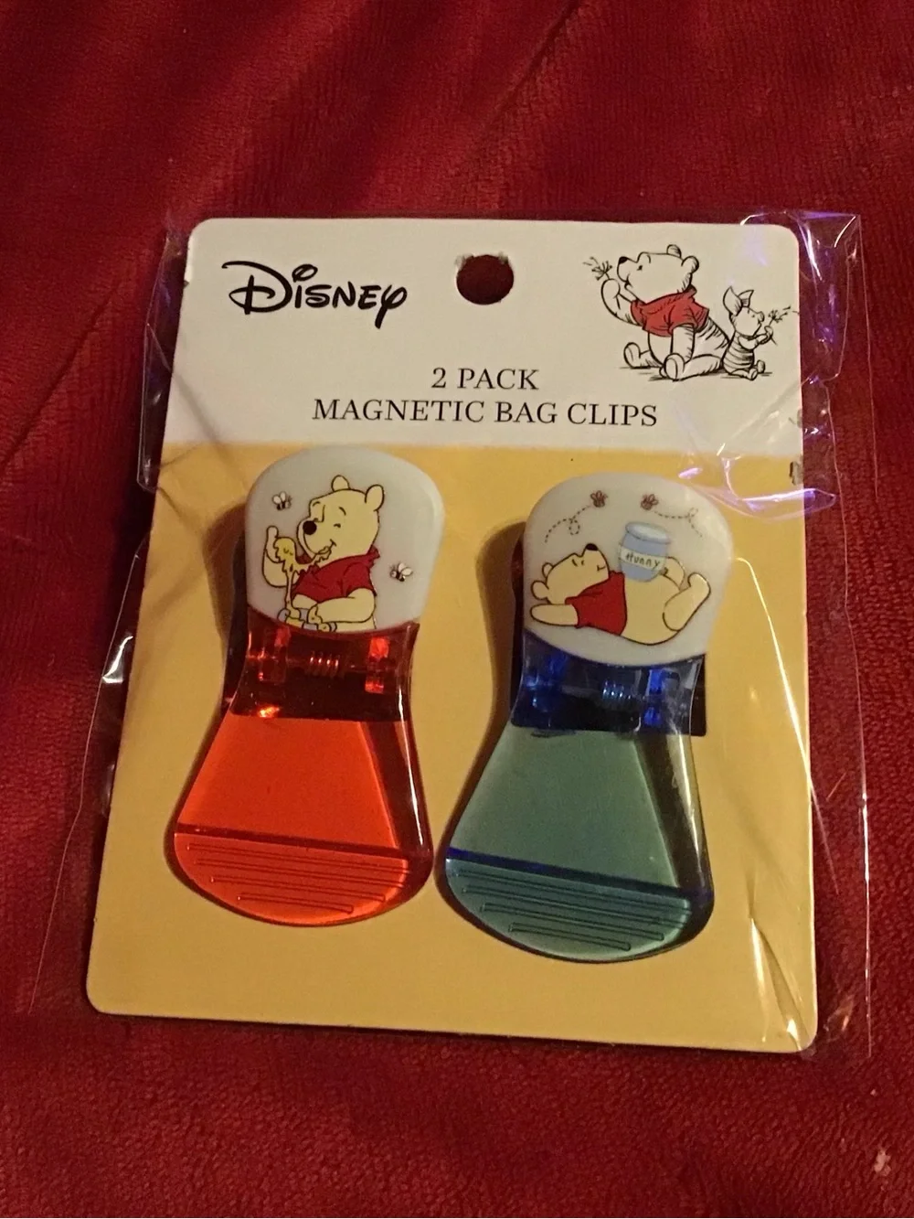 Disney Winnie the Pooh Magnetic Bag Clips - Yellow, Orange & Blue